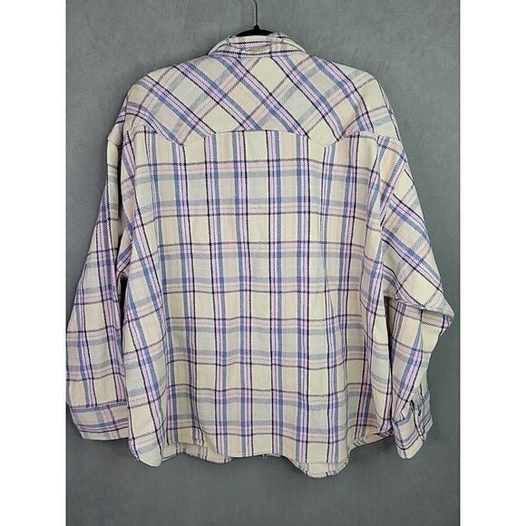 New J. Crew Relaxed fit Flannel Shirt Jacket Shacket Pearl Snap Pink Plaid Sz 24 - Picture 6 of 14